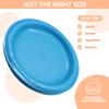 100 Pack Disposable Dessert Plastic Plates,WINCUR Round Food-Grade Polystyrene Party Plates,Premium Sturdy and Elegant for Weddings and Special Events,Fancy Disposable Tableware (Grid light Blue, 10") view 4