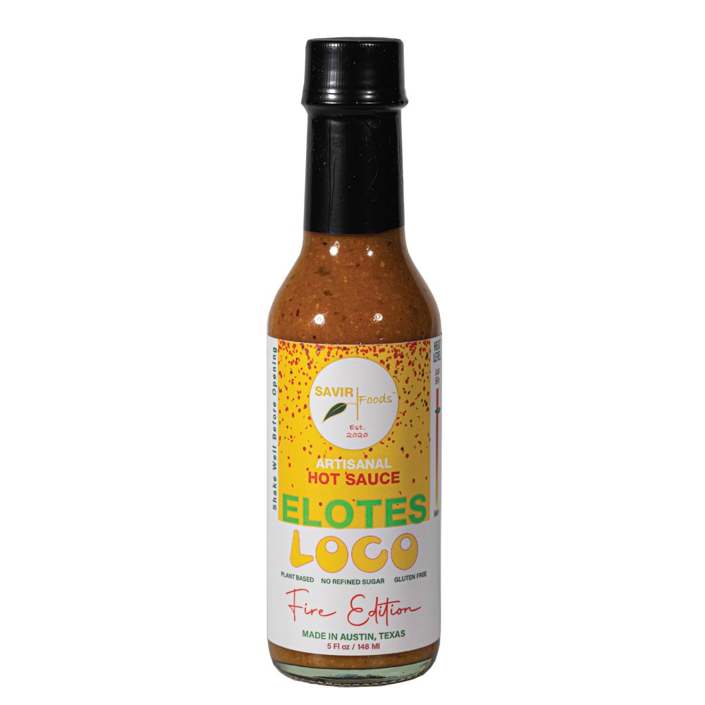 3 Pack SAVIR Foods Elotes Loco Fire Edition Hot Sauce, Ghost Pepper, Chile de rbol, Fresh Sweet Corn, As Seen on Hot Ones, No Preservatives, No Added Sugar