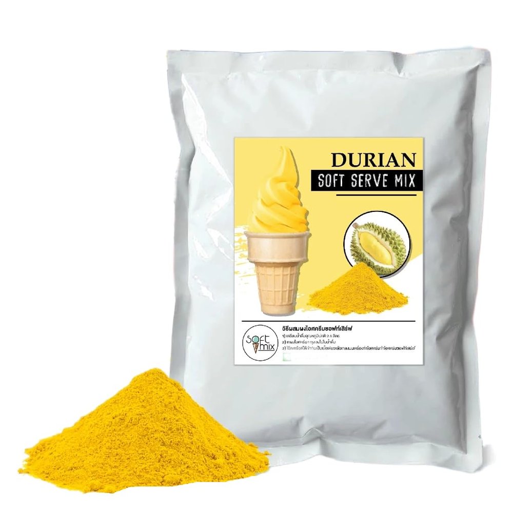 (Pack of 4 x 1kg) Soft Serve Ice Cream Powder Mix - Classic Flavor - 1kg Bulk Pack (4 Bags) (Durian)