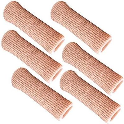 SOHLER 6 Packs Closed Toe Caps Finger Covers Sleeve Protectors, Elastic Fabric Lined with Soft Gel (Small)