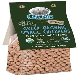 Asoris Greek Organic Small Chickpeas 12oz - Rich in Fibers, Good Source of Proteins Grown in Greece