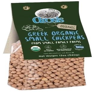 Asoris Greek Organic Small Chickpeas 12oz - Rich in Fibers, Good Source of Proteins Grown in Greece