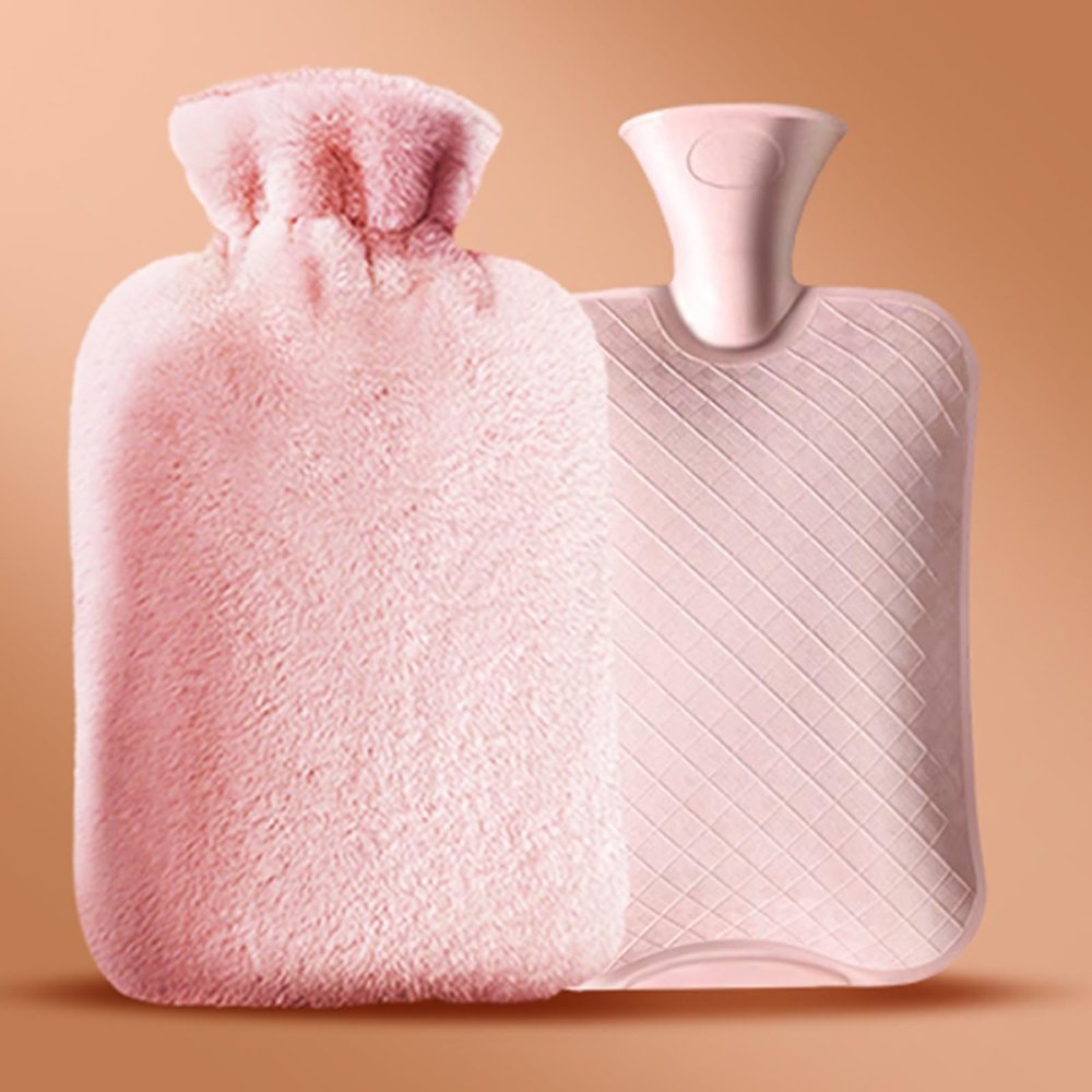 Essential Hand and Foot Warmer, Water-Filled hot Water Bottle, Removable Washable Cover, Comfortable Cervical Support, Safe Heat Therapy for Travel, Home and Office use(Pink,2000ml)