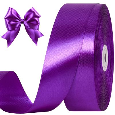 CLUEWR Purple Satin Ribbon, 1-1/2 Inches, 100 Yards