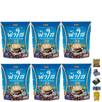 200 grams (20 Sachets) Fahsai Instant Coffee Mix Healthy 19 in 1 Vegan Arabica Roasted Snack Delicious Mellow Intense Set 6 By Beautygoodshop [Get Free For You Beauty Gifts]