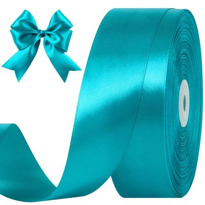 CLUEWR Teal Satin Ribbon, 1-1/2 Inches, 100 Yards