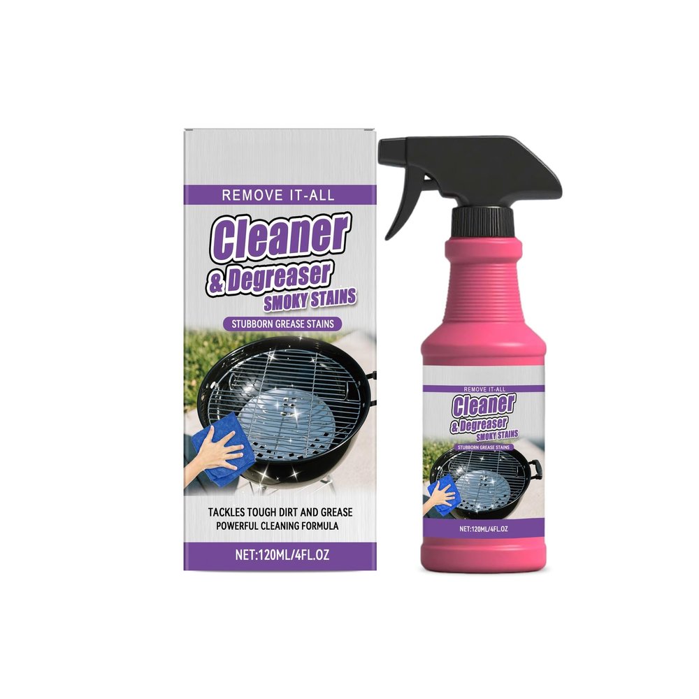 OGoeesy BBQ Grill Cleaner Spray for Outdoor Grills Safe Heavy Duty Cleaner for Burnt Food & Grease Kitchen Cleaner for Stubborn Splatters, Stove Top, Grill, Drip Pans (Pink)