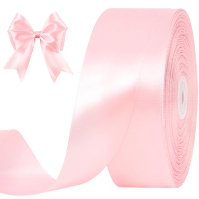 CLUEWR Baby Pink Satin Ribbon, 1-1/2 Inches, 100 Yards