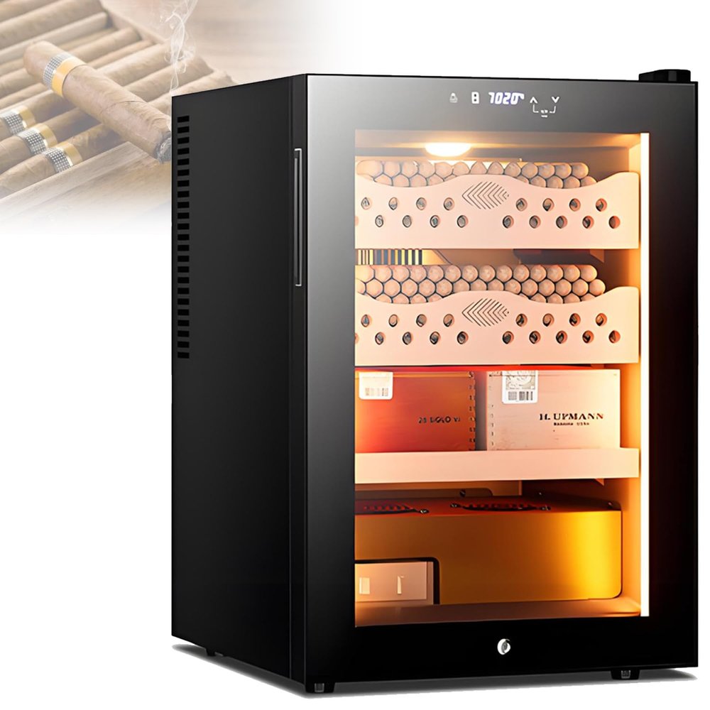 50L Electric Cigar Humidor Cabinet with Cooling, Heating & Humidity Control, Holds 300 Cigars for Fathers, Husbands, Gentlemen & Cigar Lovers