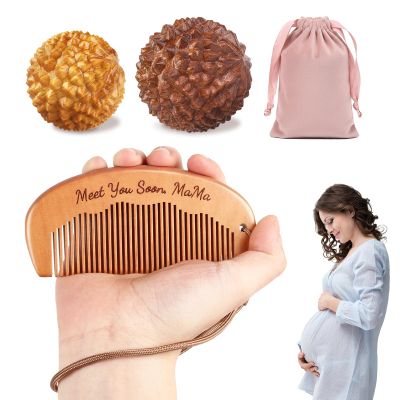 Gwabee Labor and Massage Ball for Labor Pain, Wooden Birthing Comb with 2 PCS Acupressure Balls Set for Moms Pain Relief, Pregnancy Hospital Bag Essentials for Pregnant Women