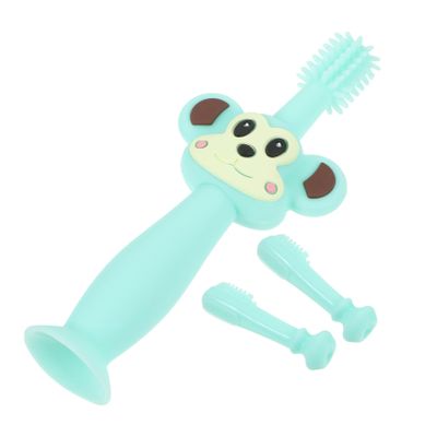 COOLHIYA Silicone Toothbrush with Soft Bristle Brush for Boy Girl Years Safe Wide Board Design Prevents Choking Gentle Teething in Green Comfortable Grip for Easy Use