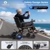 VERPAL 34lbs Lightweight Electric Wheelchair, Foldable Electric Wheelchair for Adults, Seniors, 360W Dual Motor Power Wheelchair 12.5 Miles for Travel, Park Hospital, 220 lbs Capacity-6Ah 18.5" Seat view 2