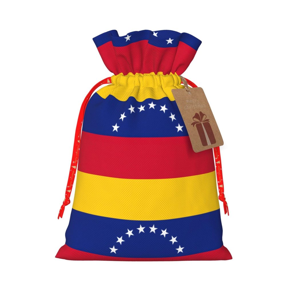Flag Of Venezuela Printing Christmas Bag With Drawstring Closure, 4.7x6.9 In For Christmas Party Birthday Gift Wrapping