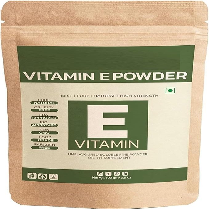 100% Pure Vitamin E Powder for Skin Hair 100 GMS