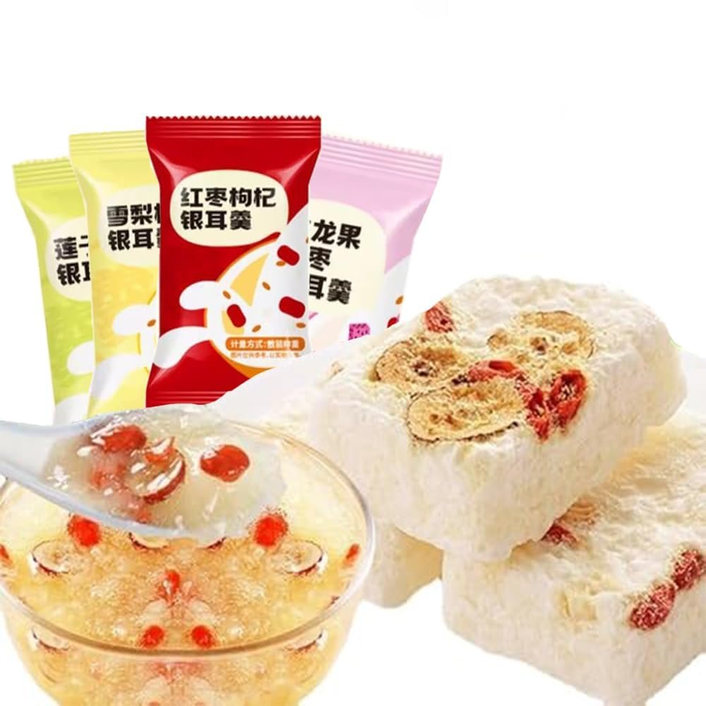 Freeze Dried Tremella Soup,White Fungus Mushroom Tremella Porridge,Snow Pear Red Date Soup,Instant Breakfast Congee,Healthy Nutritious Fast Food Soup,Dessert,Sweets,Chinese Snack Gift (Mixed flavors,5bags)