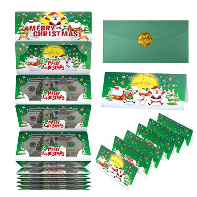 XiaosRen Green Christmas Envelope Money Holder with 10 Slots, Surprise Cash Gift Card Holders for Men Women Girls Boys Xmas Party Supplies.