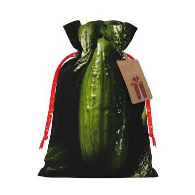 SDTYKHJ Christmas Gift Bags with Tags Christmas Drawstring Bag Pickle Gift Wrapping Sacks Bags Cloth Pouches Personalized Xmas Candy Bag Reusable Party Favor Pouch Small