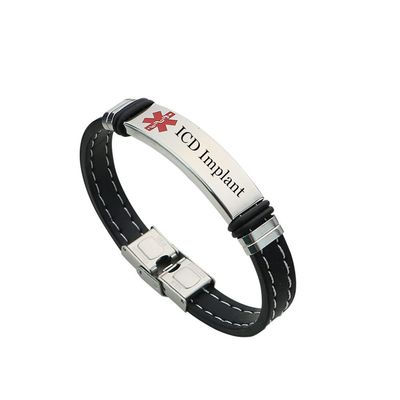 KBNSUIAN Stylish Silicone Medical Alert ICD Implant Bracelet, Personalized Disease Allergies Awareness Alarm Wristband for Emergency, Medical Identification Safety Bangle for Men Women, 8.26''