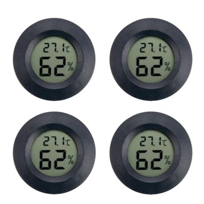 4 Mini Circular Hygrometers and Thermometers, Suitable for Indoor Humidity and Temperature Measurement(4pcs Black)