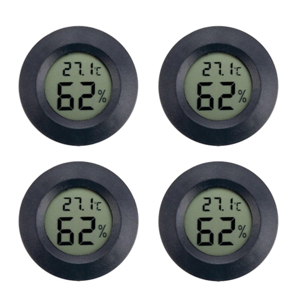 4 Mini Circular Hygrometers and Thermometers, Suitable for Indoor Humidity and Temperature Measurement(4pcs Black)