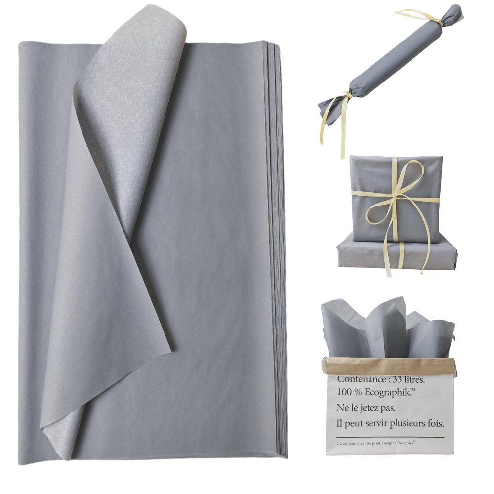 120 Sheets Gray Tissue Paper Bulk, Silver Gray Tissue Paper for Gift Bags Gift Wrapping Crafts Packaging Birthday Baby Shower Wedding Party Decor, 14 x 20 Inch