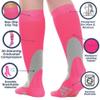 Mojo Travel Flight Socks for Women Compression Socks 20-30 mmHg Knee High for Circulation, Swelling Relief & Comfort on Airplane Travel, Work, Sports & Recovery, Hot Pink, Medium view 2