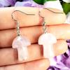 Rose Quartz Mushroom earrings Natural Crystal Healing Gemstone Polished Mineral Energy/mushroom - Rose Quartz view 2
