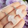 Rose Quartz Mushroom earrings Natural Crystal Healing Gemstone Polished Mineral Energy/mushroom - Rose Quartz view 3