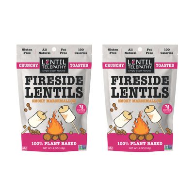 Lentil Telepathy Smoky Marshmallow Crunchy Toasted Lentil Snack, OIL FREE Never Fried, Low Calorie High Protein Plant-Based Sweet Snack- 4 Ounce Bags (8 Ounce (Pack of 2)