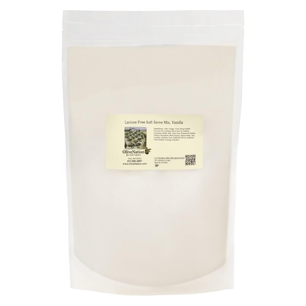 OliveNation Lactose Free Soft Serve Mix, Vanilla - Lactose Free Vanilla Powdered Mix For Home & Commercial Soft Serve Ice Cream Machine Frozen Desserts, Shakes, Floats, Beverages (32.00oz)