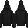 Balaclava Hoodie with Face Mask Built In, Wind-resistant Winter Face Covering Hoodies for Men Women (Black,X-Large) view 4