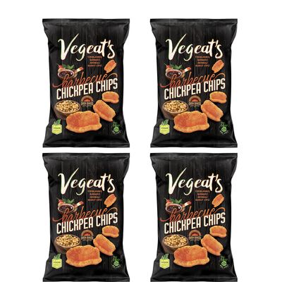 Vegeats Chickpea Chips Barbecue 50g | Oven-Baked, Gluten-Free, (Pack of 4), 5.5g Protein, 3.2g Fiber, Vegan, Gluten-Free, Crunchy, Plant Protein Snacks 1.7oz bags