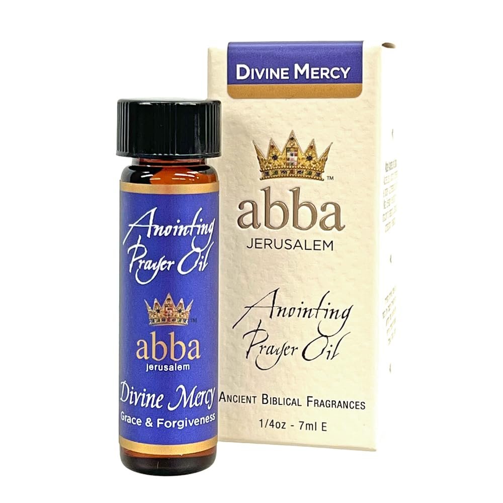 ABBA Oil Divine Mercy 1/4oz Bottle ANOINTING Prayer Oil in Gift Box - ABBA Jerusalem (Blend of Sweet Olive Flowers, Orange Citrus & Biblical Herbs and Spices)