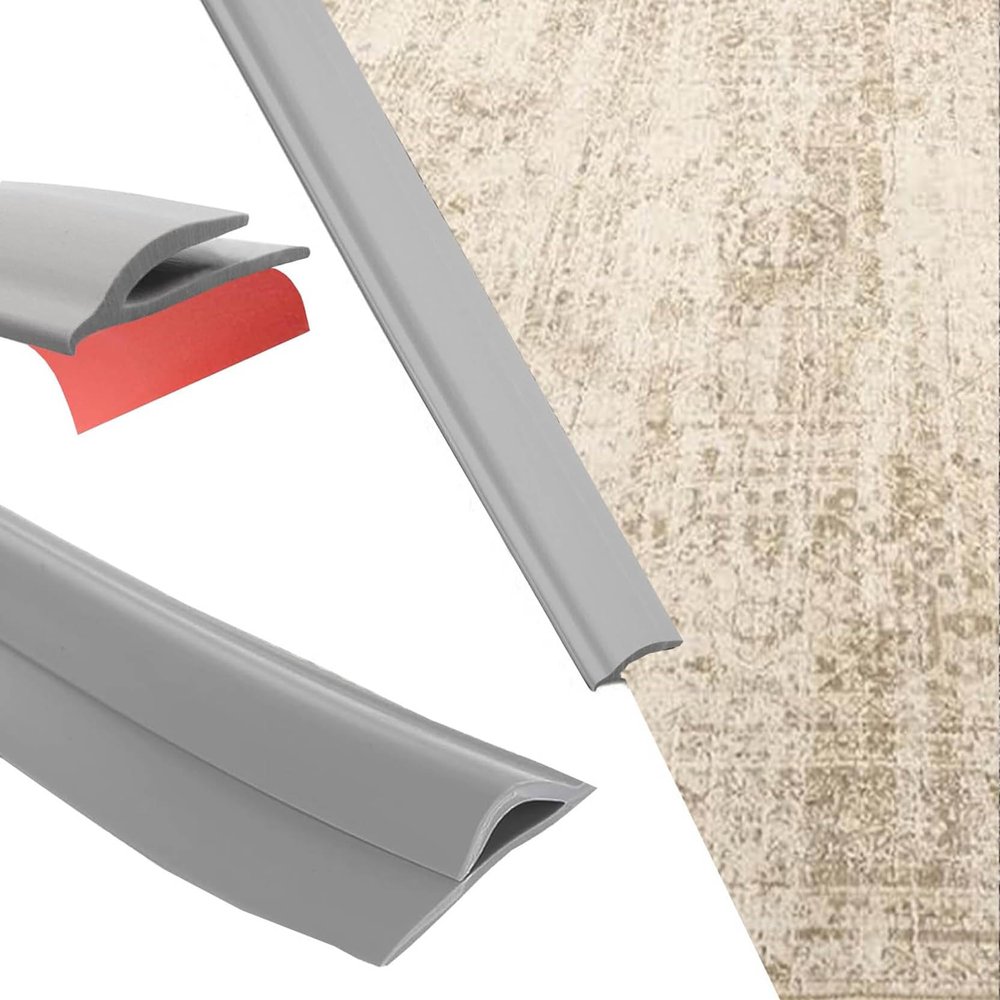 GOUZIBHD Carpet to Tile Transition Strip, Floor Transition Strip, Door Edge Trim, Self Adhesive Door Threshold Ramp, Flooring Transition, Threshold Cover for Doorways(Size:5m/16.4ft)