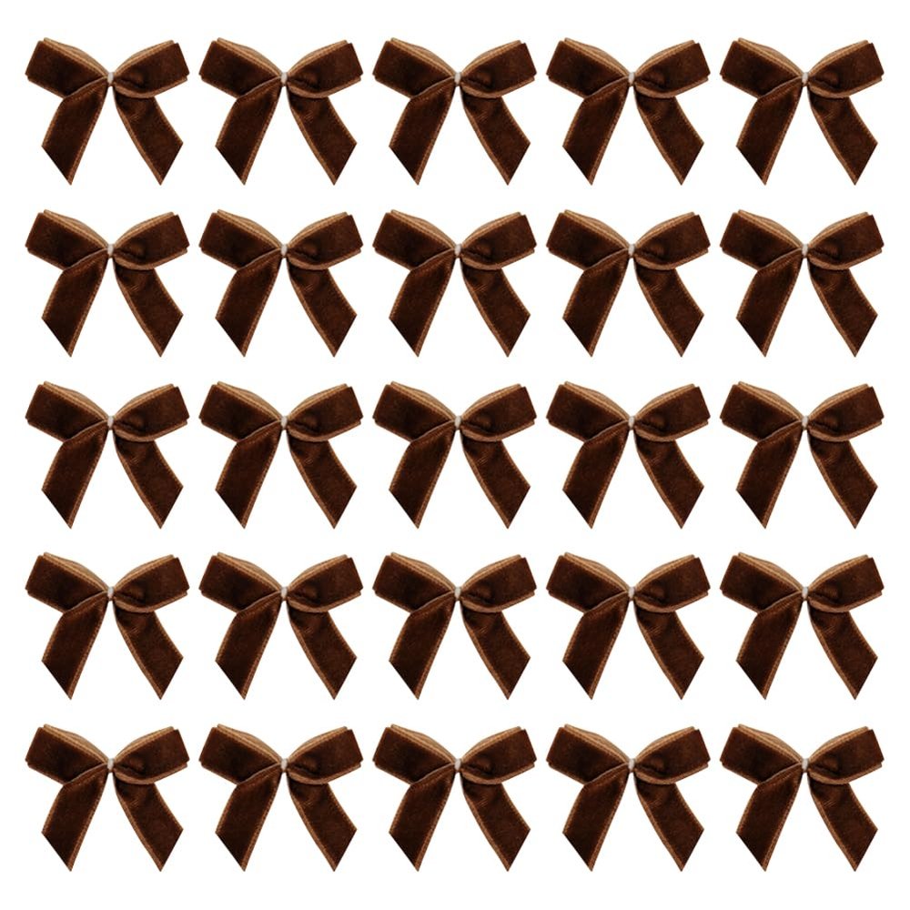 100 Pcs 2.5 cm Mini Christmas Velvet Bows Small Craft Ribbon Bows Bowknots Handmade Sewing Bow Holiday Decorative Bow Embellishments Xmas Twist Tie Bows Gift Decorating Accessories for Wedding Coffee