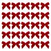 100 Pcs 2.5 cm Mini Christmas Velvet Bows Small Craft Ribbon Bows Bowknots Handmade Sewing Bow Holiday Decorative Bow Embellishments Xmas Twist Tie Bows Gift Decorating Accessories for Wedding Red view 1
