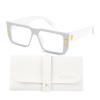 AOOLIA Rectangle Square Reading Glasses for Women Men, Stylish Blue Light Blocking Computer Reader Anti Eyestrain Eyewear (White, 0.5, x) view 1