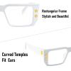 AOOLIA Rectangle Square Reading Glasses for Women Men, Stylish Blue Light Blocking Computer Reader Anti Eyestrain Eyewear (White, 0.5, x) view 3