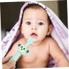 COLLBATH Finger Toothbrush with Soft Silicone Bristles and Animal Design Teether for Boy Girl Years Comfortable Grip and Full Teeth Cleaning Soothes Gums with Tapered Handle in Green view 2