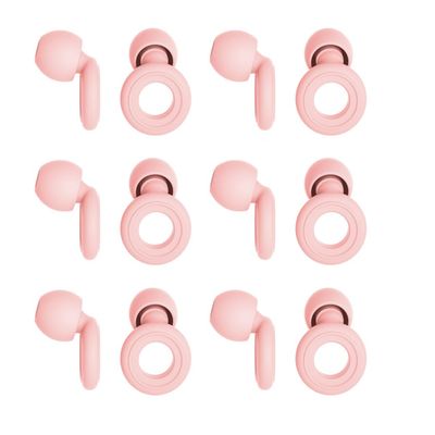 6 Pairs Soft Silicone Earplugs Reusable Noise-Reducing for Concerts, Sleep, Focus, Travel, Adjustable Size 28dB (SNR) Noise Reduction Pink