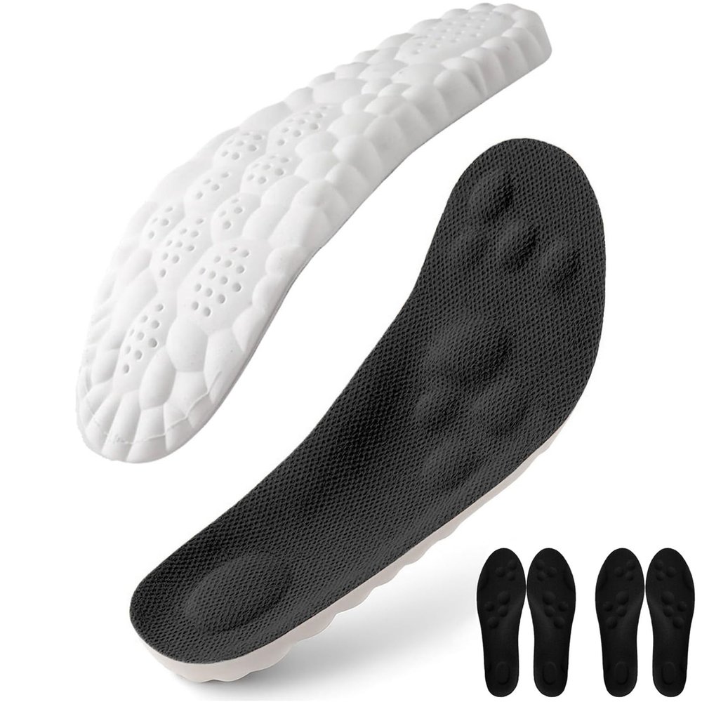 2026 Upgrade Soft Insoles Orthotics, 4D Cloud Shoe Inserts Memory Foam Insole with Arch Support for Women Men (Black(2 PCS),M15/W16)