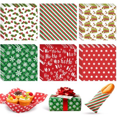 ForraFun 300 Sheets Christmas Wax Paper Sheets Parchment for Food Wrapping 12" x 12" Snowflake Deli Sandwich Cookies Winter Decorative Food Basket Liners Waterproof Oilproof for Holiday Kitchen