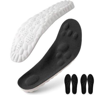 2026 Upgrade Soft Insoles Orthotics, 4D Cloud Shoe Inserts Memory Foam Insole with Arch Support for Women Men (Black(2 PCS),M12/W13)