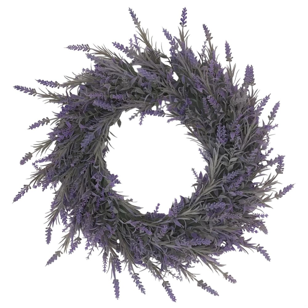 Artificial Wreath Lavender Spring, 17.7 in (45 Cm) 17.7, Front Door, All Season Decor Floral, Ideal Display for Year-Round