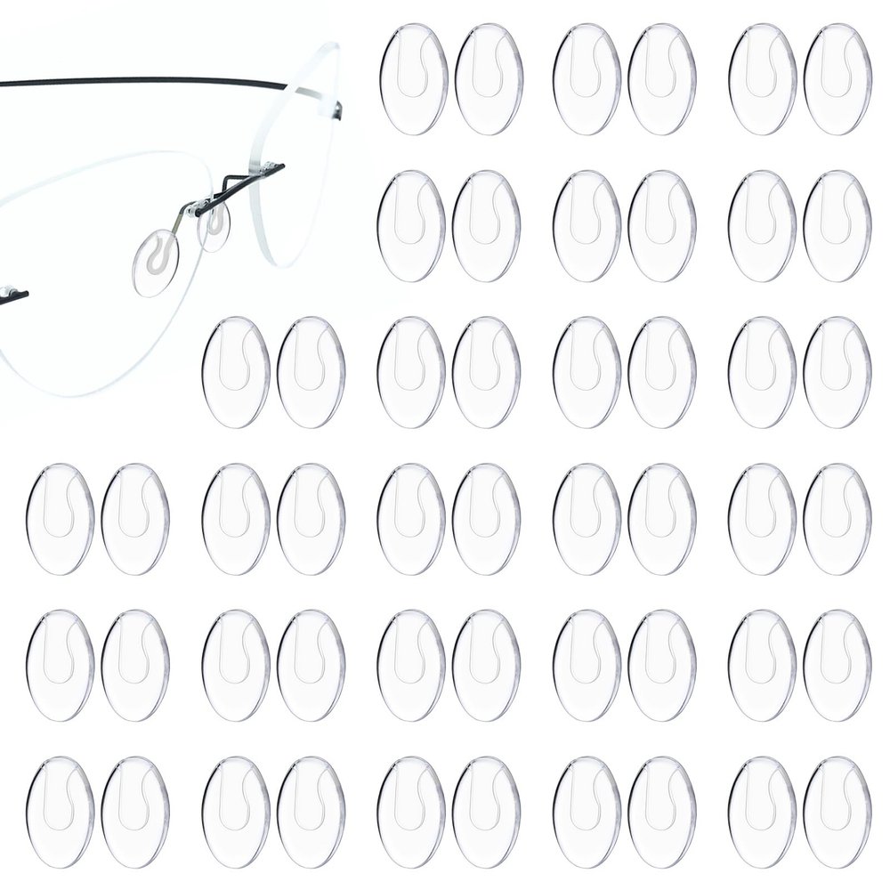 25 Pairs Push in Eyeglass Nose Pads Clear Anti Slip Nose Bridge Pads Replacement Soft Silicone Glasses Noses Pad for Rimless Frameless Eyewear Frames