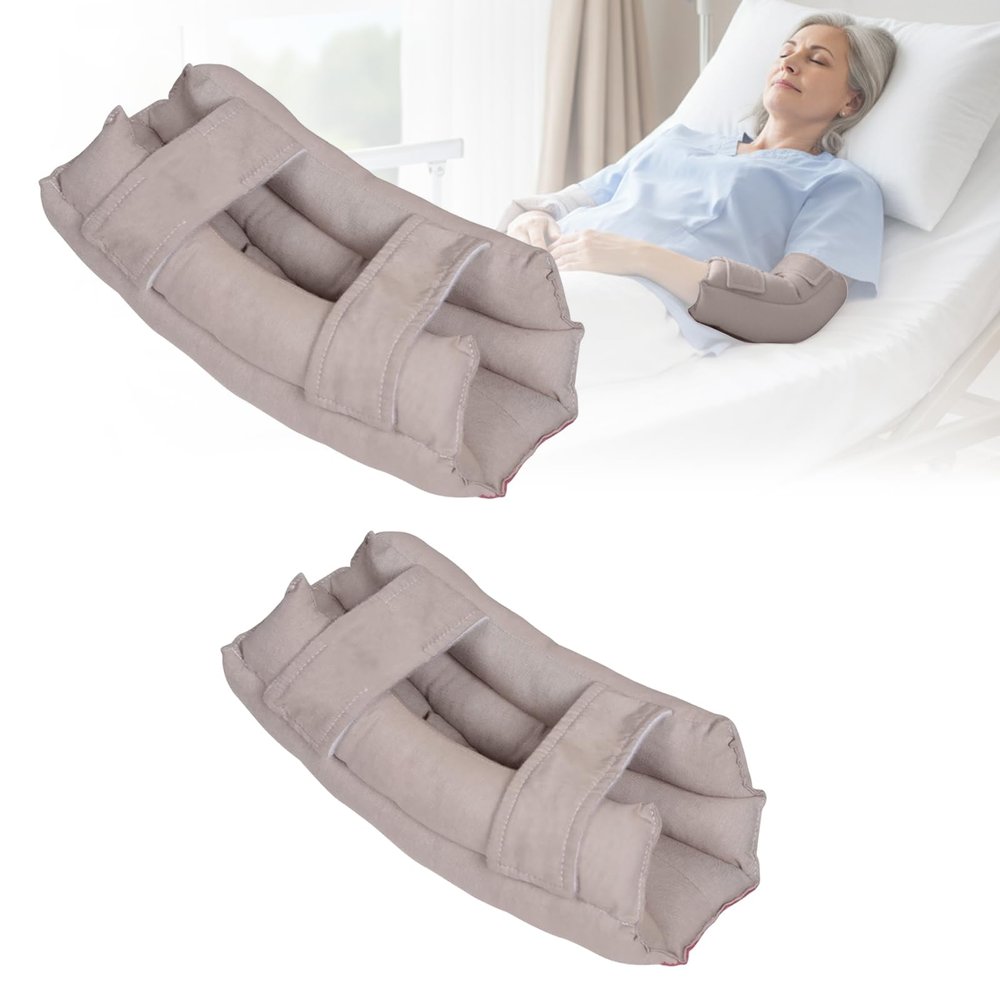 2 Pcs Elbow Protector for Relief Pressure Sores,Elbow Pad Cushion with Soft Fibre for Bedridden Patient or Elderly,Comfortable & Breathable (Khaki, Large)