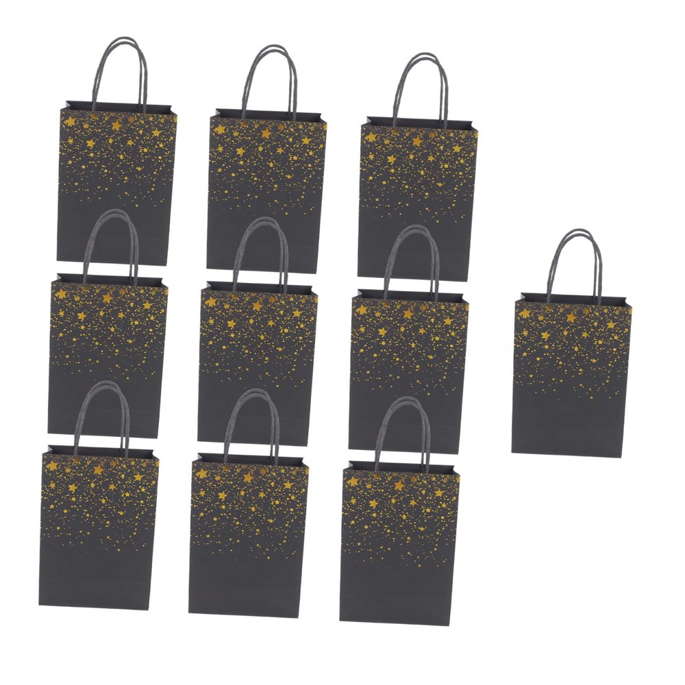 COOLHIYA 10Pcs Black Gold Foil Pattern Paper Candy Bags for Graduation Party Multifunctional Food Storage Snack Packing Wrap Souvenirs