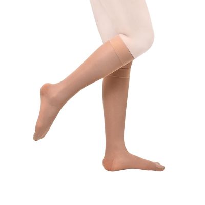 20-30 MmHg Medical Toeless Compression Socks for Women and Men,Legs Compression Sleeve Ankle Wide,Open Toe Stockings Compressions Knee Post for Varicose Vein,Circulation Recovery,for Travel,Run (Lightweight Nude, XXL)