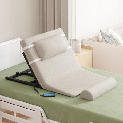 AGFKXO Electric Lifting Backrest for Bed - 2 to 80 Adjustable Bed Backrest with Remote Control, Bed-Rest Elevation Aid for Patients for Elderly, Disabled,Beige,A/Without Armrests