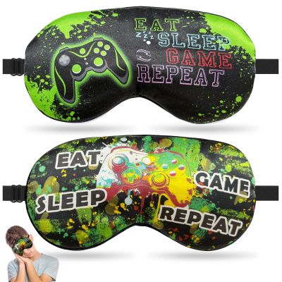 2 Pcs Boys Sleep Eye Mask, Guys Blackout Sleeping Silk Mask for Kids Adult Children's Travel Eye Mask Eye Cover Blindfold for Game (2 Pcs Game Mask - Style 4)